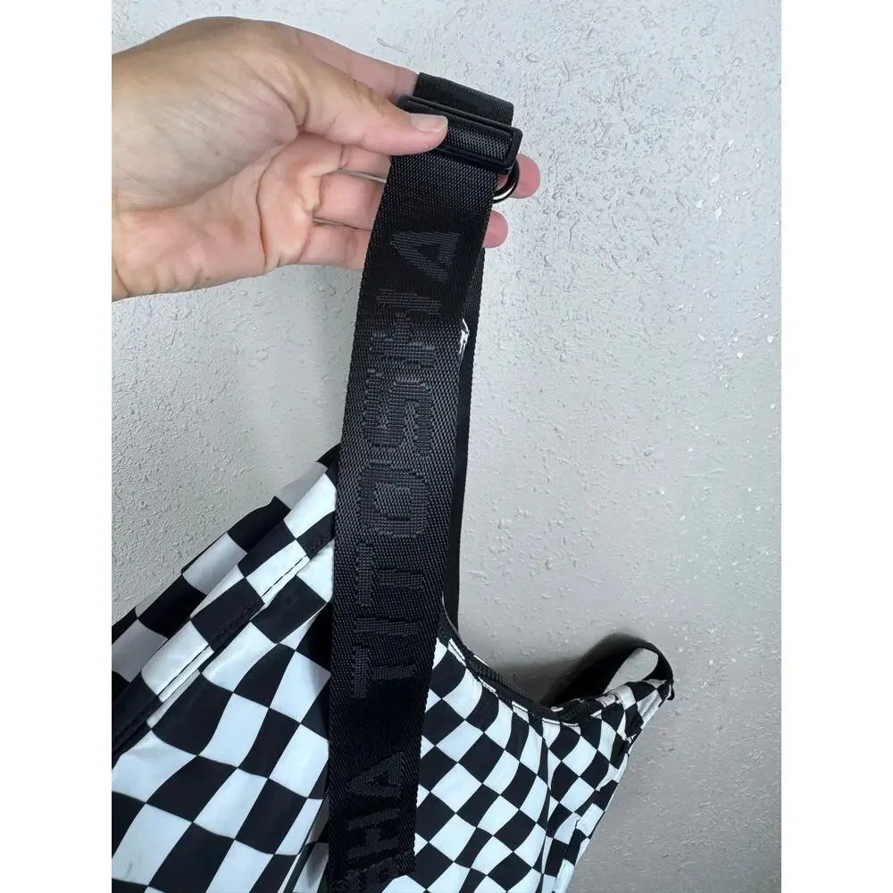 Titosha Black & White Checkered Nylon Crossbody Bag